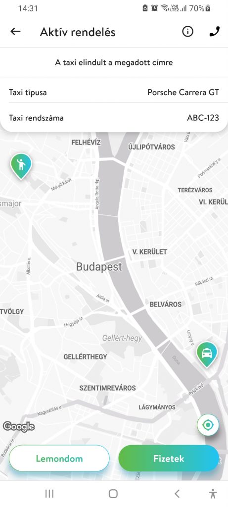 Rendelj taxit Budapesten a Főtaxival a Simple appban! A térképen nyomon követheted a taxi útvonalát, és az alkalmazással is kifizetheted a fuvart.