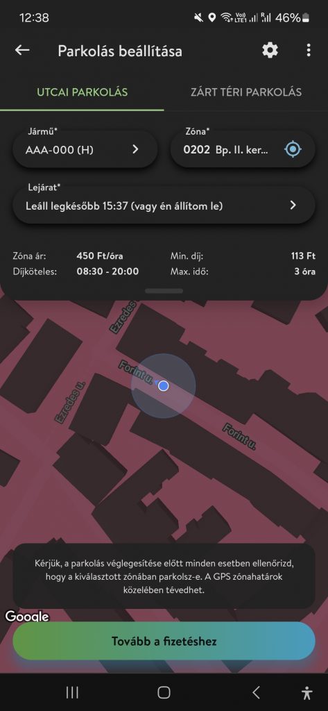 Közterületi és zárttéri parkolójegy-vásárlás egyszerűen és kényelmesen: keresd meg GPS segítségével a zónát, és fizess bankkártyával.