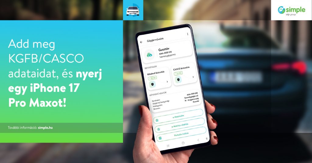 Játssz az iPhone-ért: töltsd ki KGFB és CASCO biztosítási adataidat a Simple alkalmazásban!